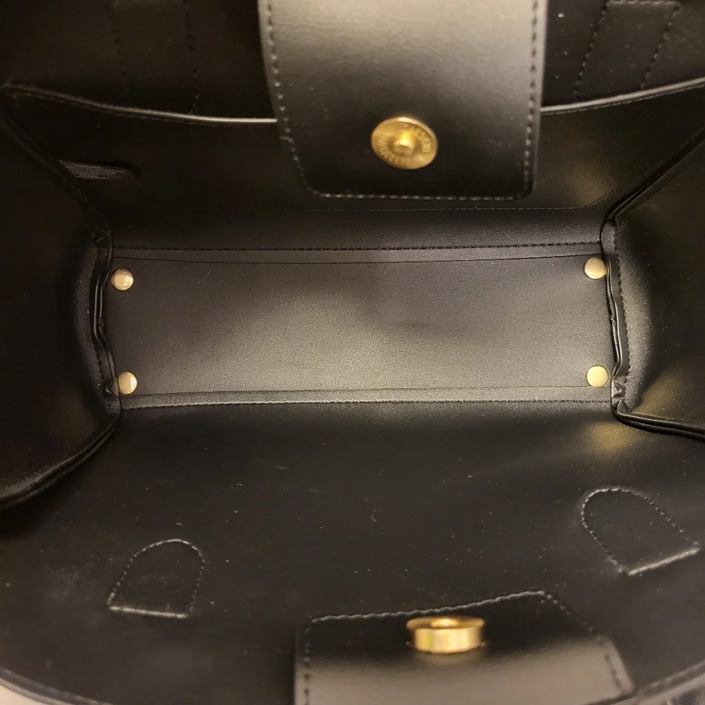 NWT Nanette Lepore Black & Gold Harlow Satchel With Chain